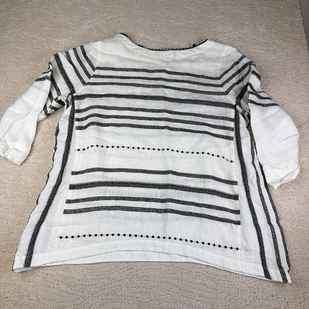Women's Pure Jill J. Jill XL 100% Linen 3/4 Sleeve Blouse Beach Coastal
